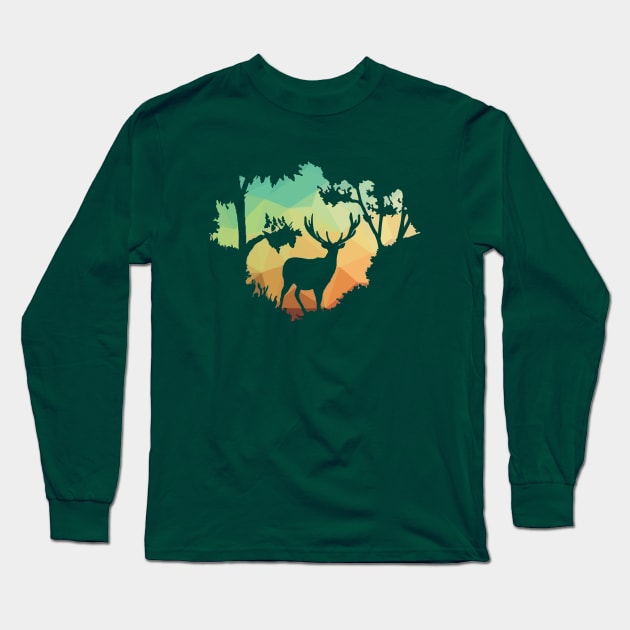 Watching Deer Silhouette in Nature Long Sleeve T-Shirt by parazitgoodz